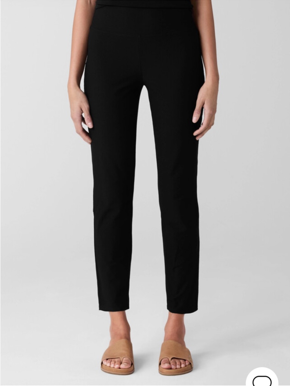 EILEEN FISHER Black Washable Stretch Crepe High-Waisted Pant, Petite Small.
